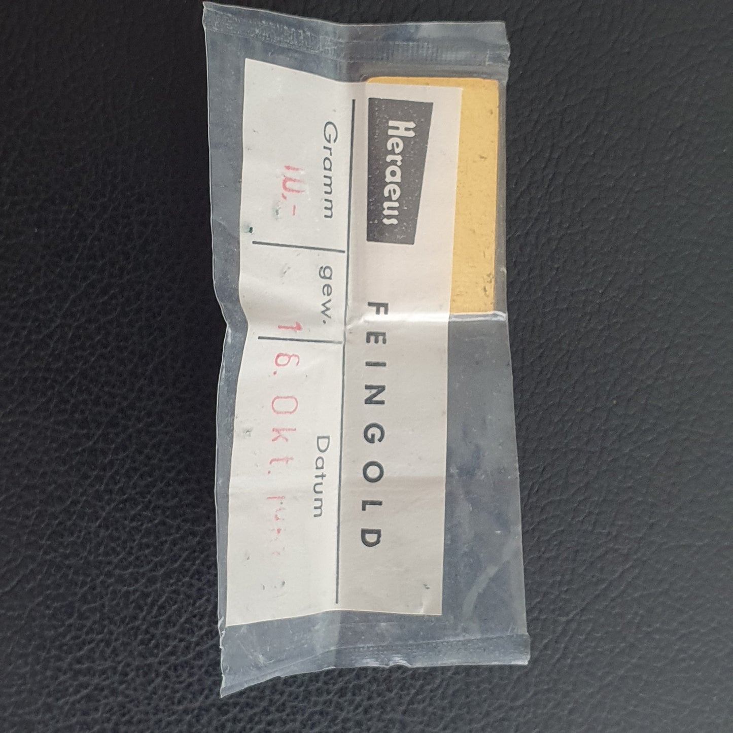 10 Gramm Heraeus in Originalfolie mit Zertifikat von 1963