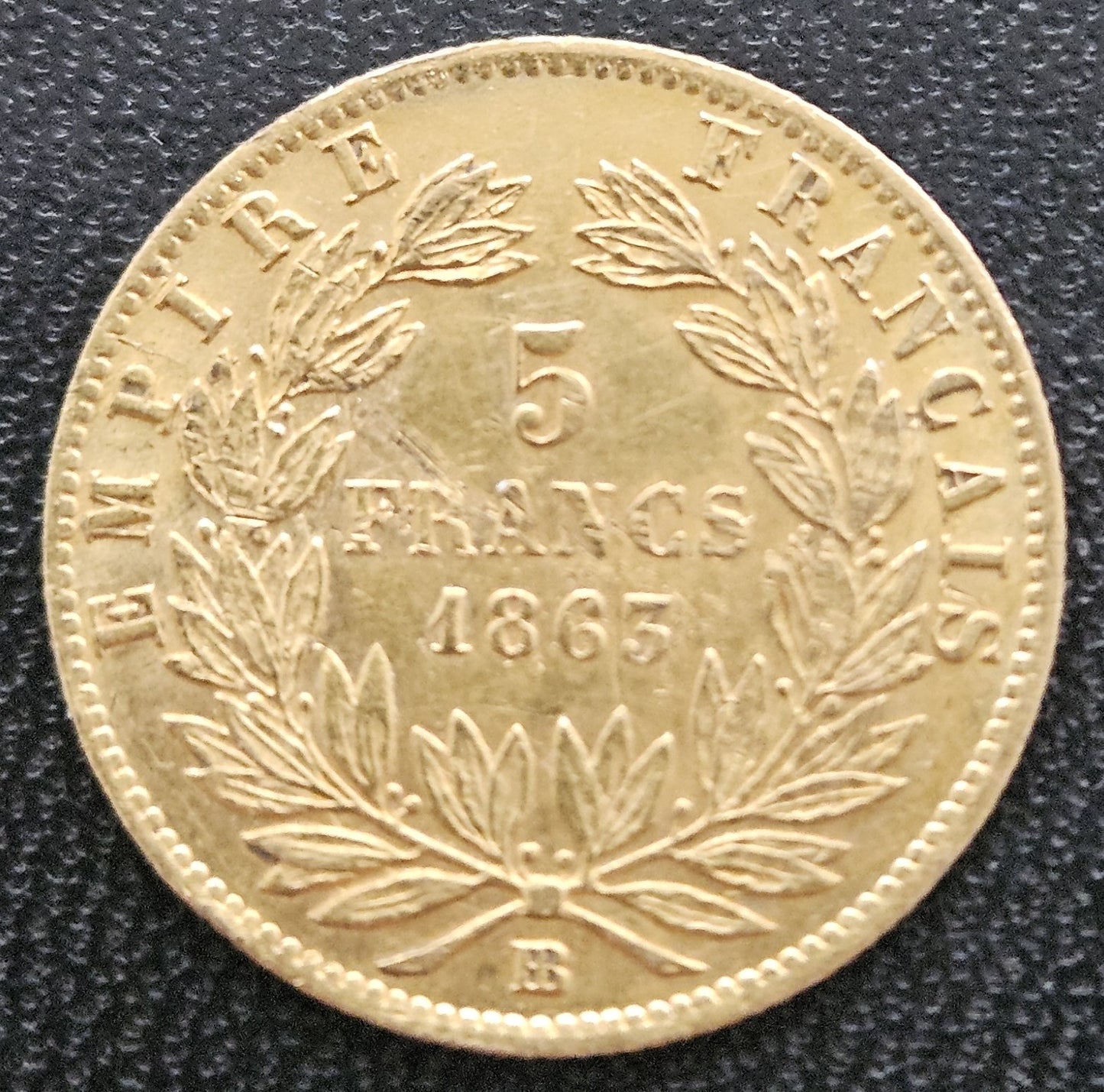 5 Francs Napoleon III mit Kranz 1863 BB