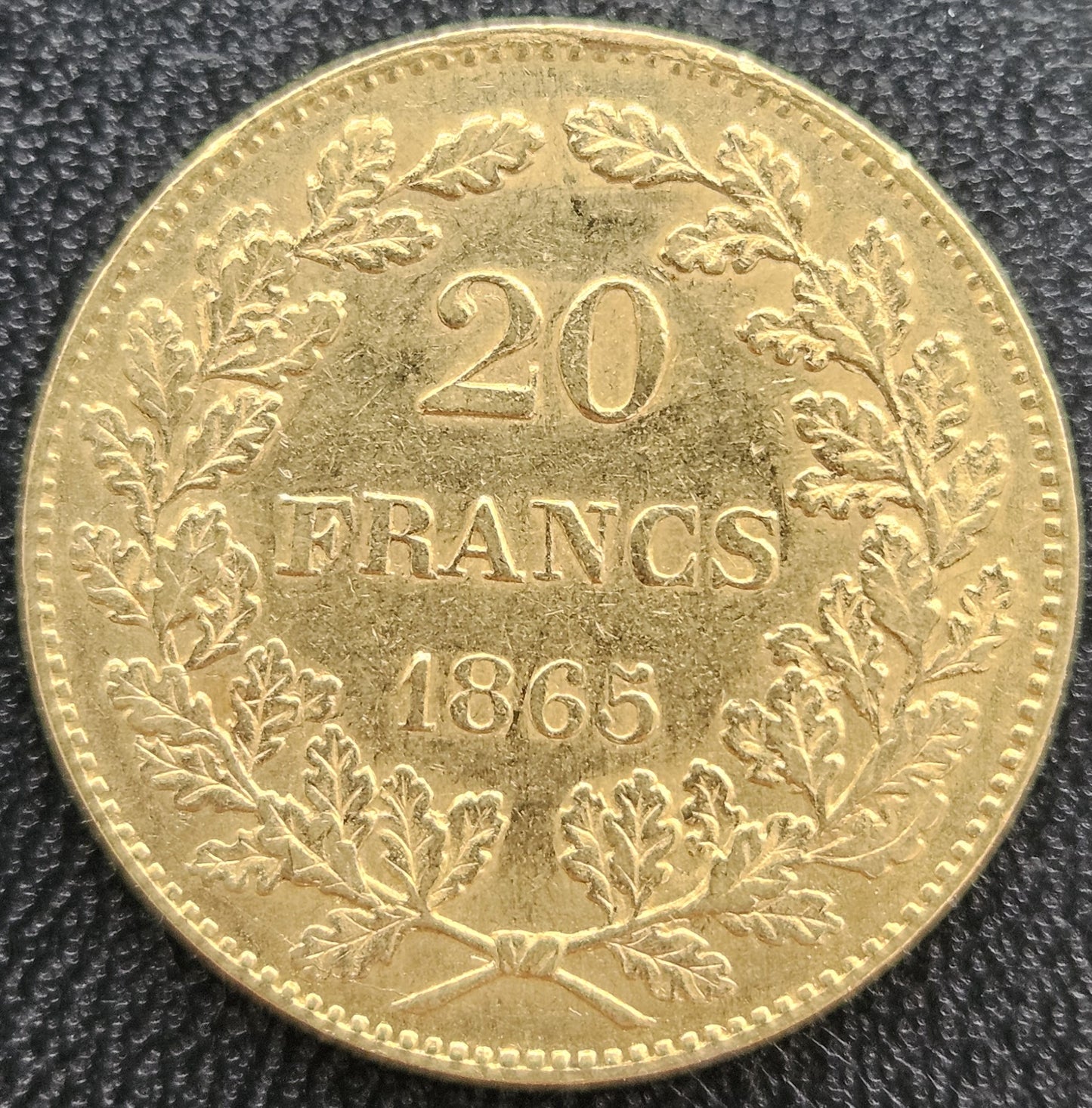 20 Francs Belgien Leopold I 1865