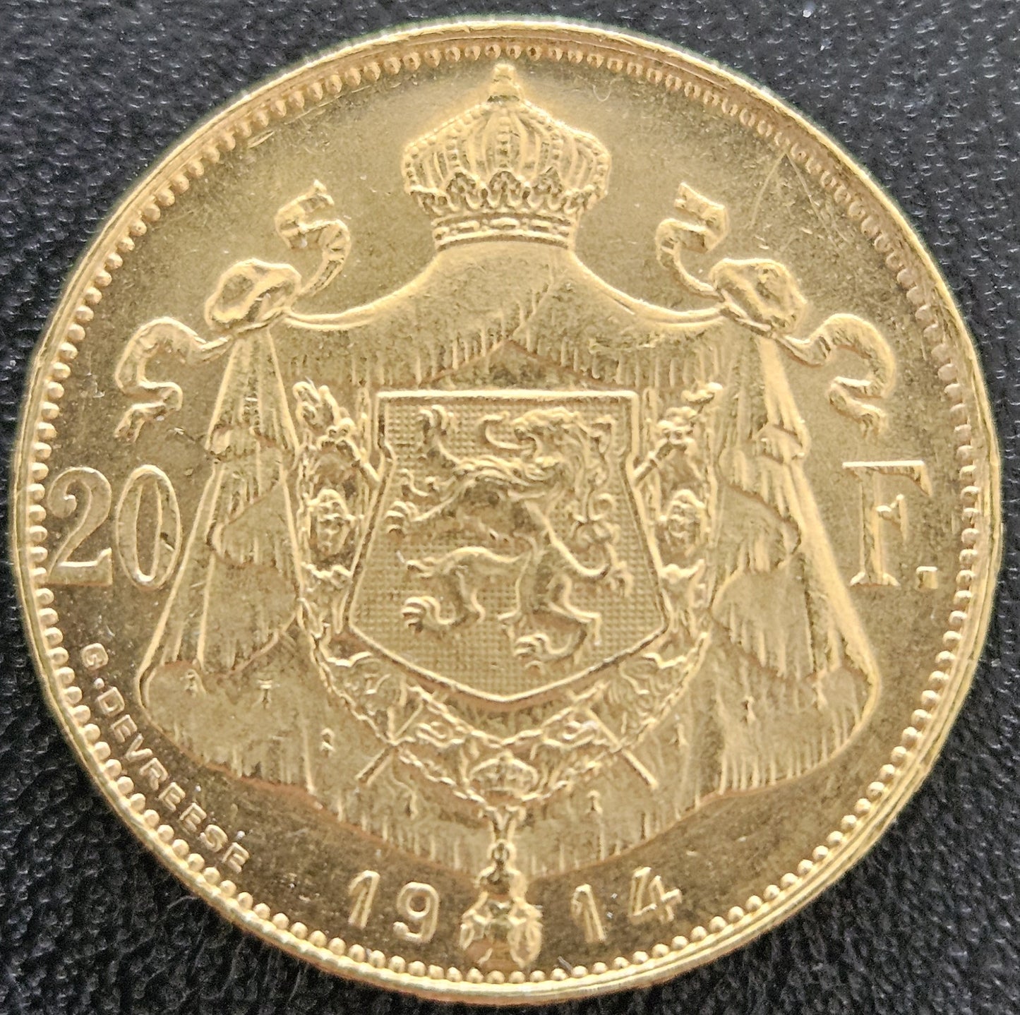 20 Francs Belgien Albert I 1914 Der Belgen