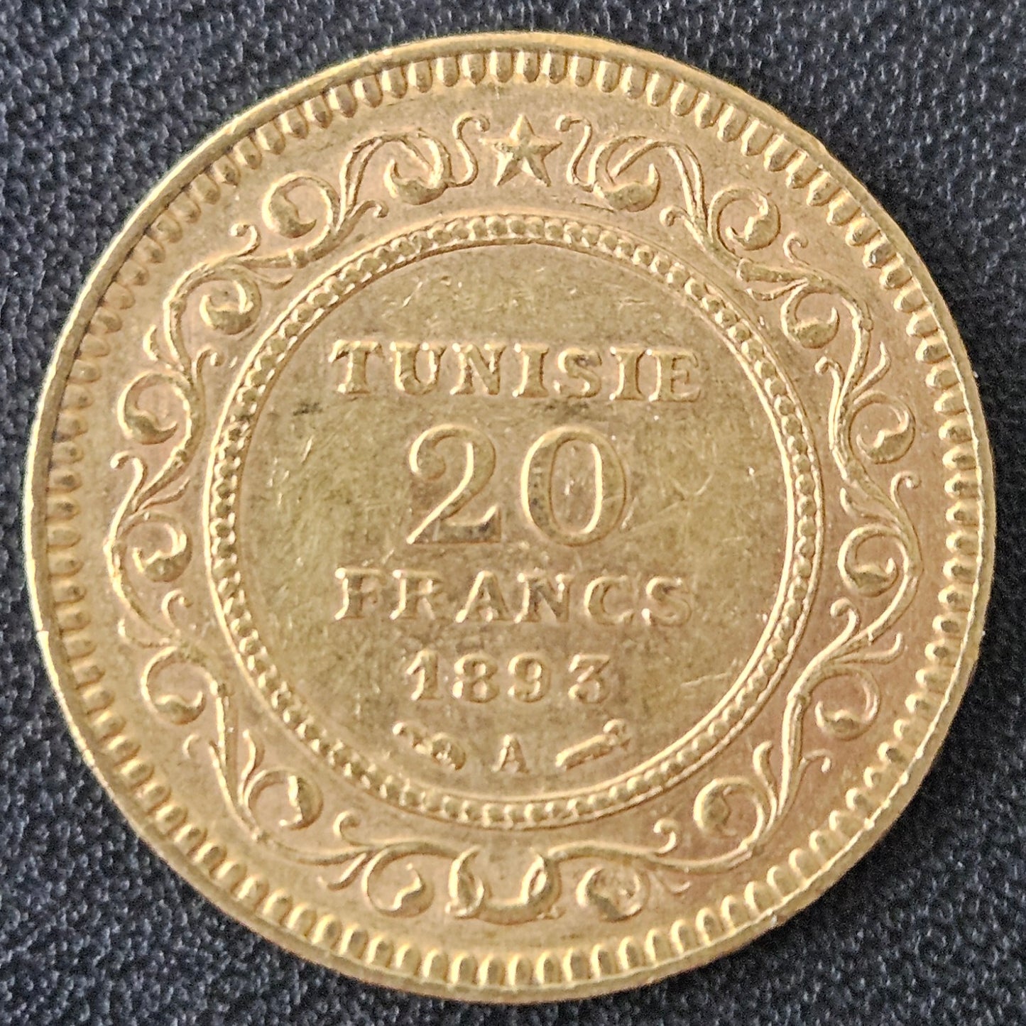 20 Francs Tunesien 1893 (seltener jahrgang)