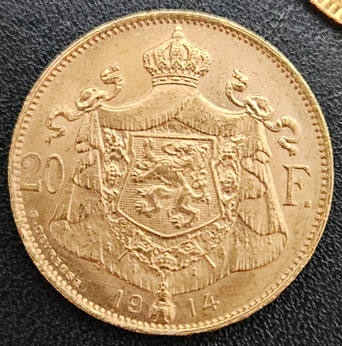 20 Francs Belgien Albert I 1914 Des Belges