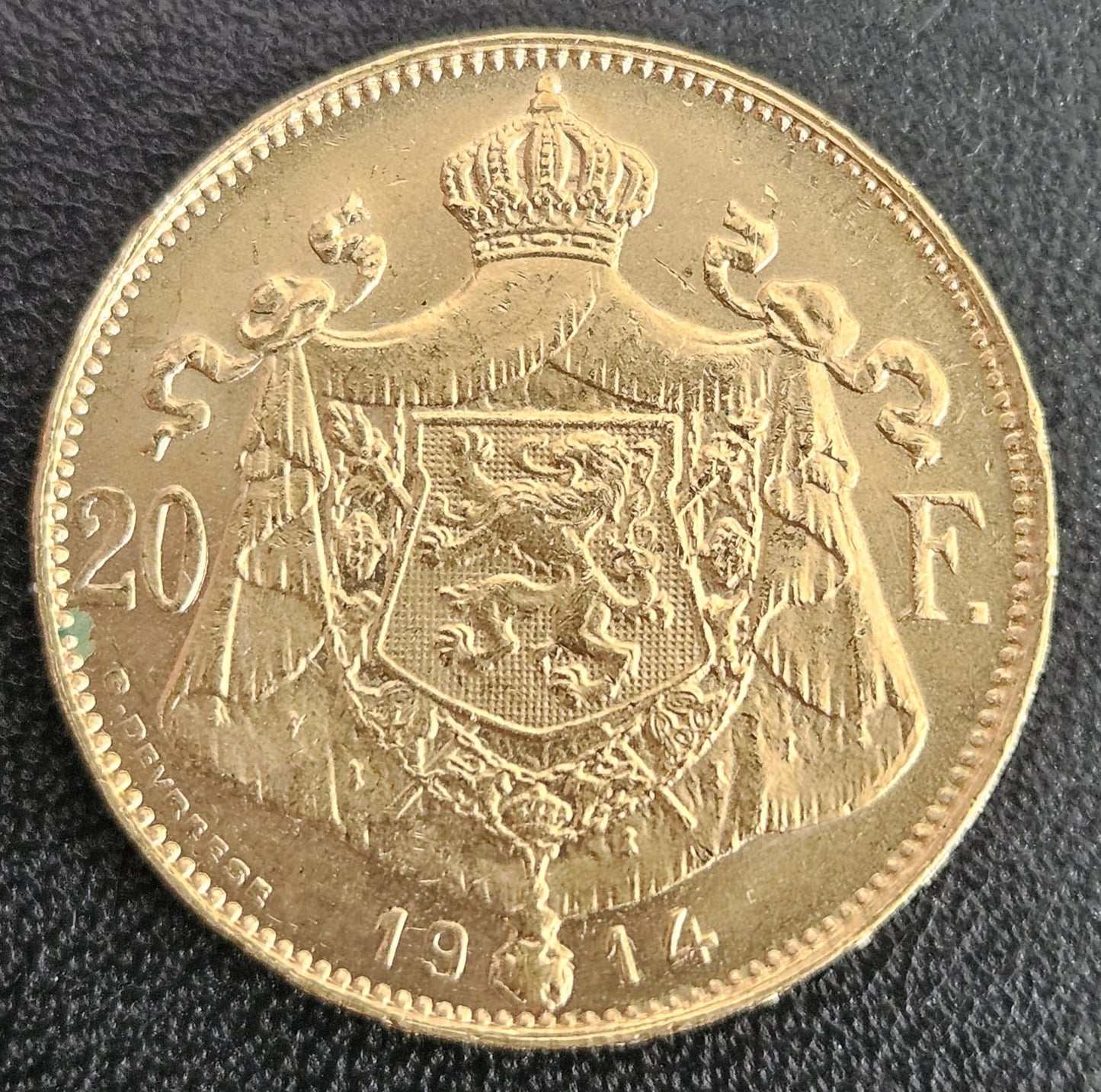 20 Francs Belgien Albert I 1914 Der Belgen