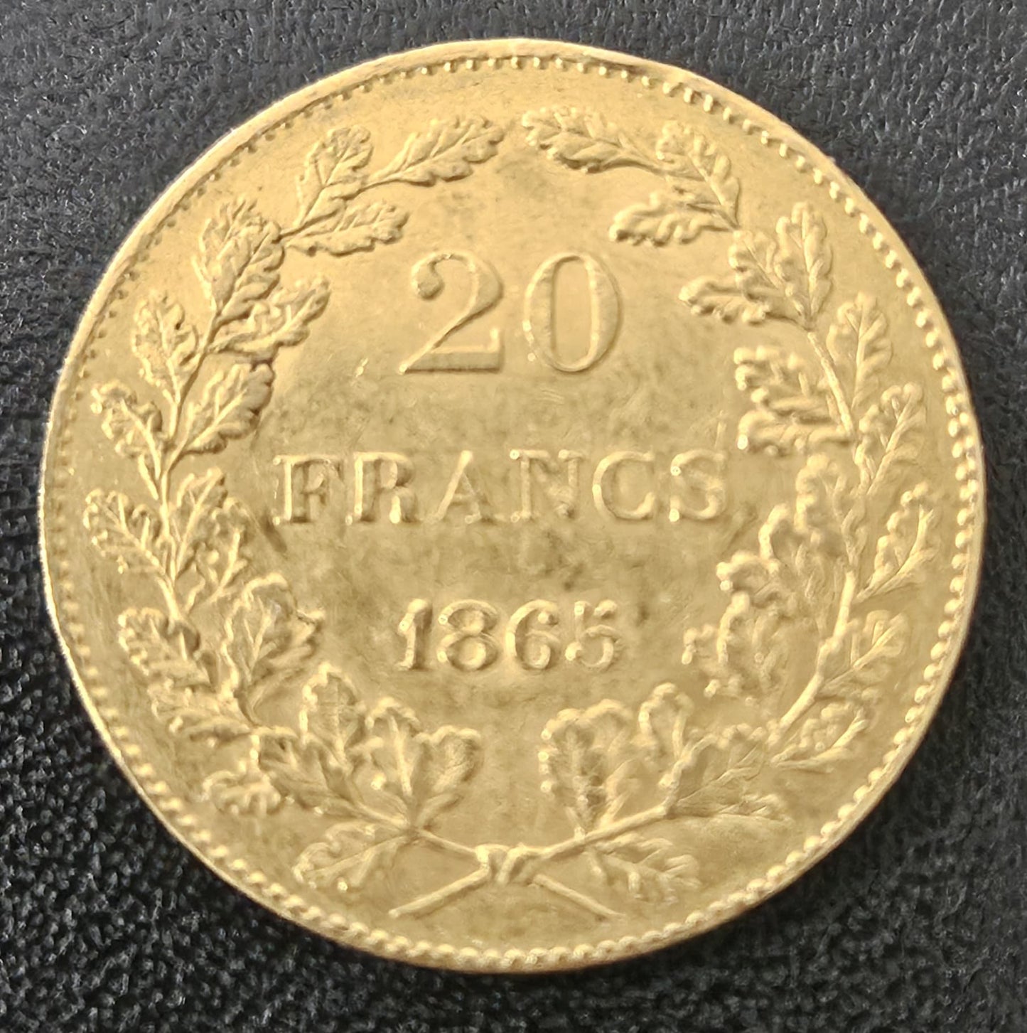 20 Francs Belgien Leopold I 1865 L.Wiener