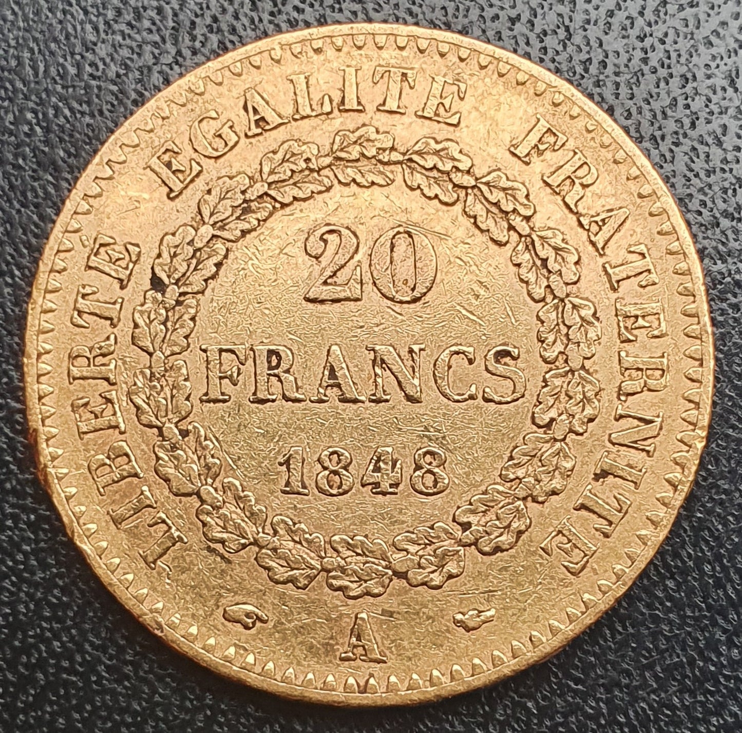 20 Francs Frankreich Engel 1848 A - nur 2 Jahre geprägte Katalognummer