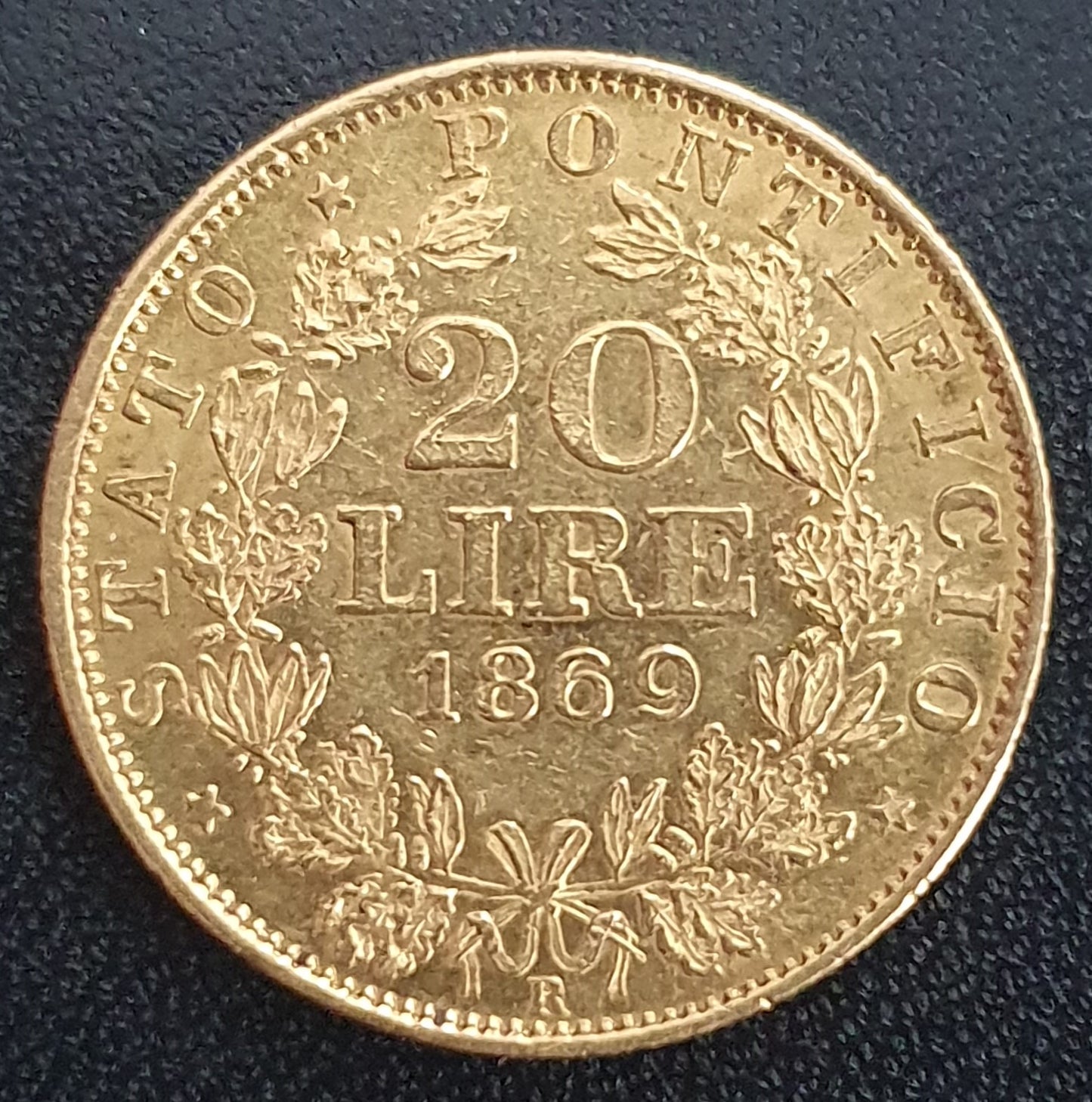 20 Lire Vatican Pius IX 1869 XXIV