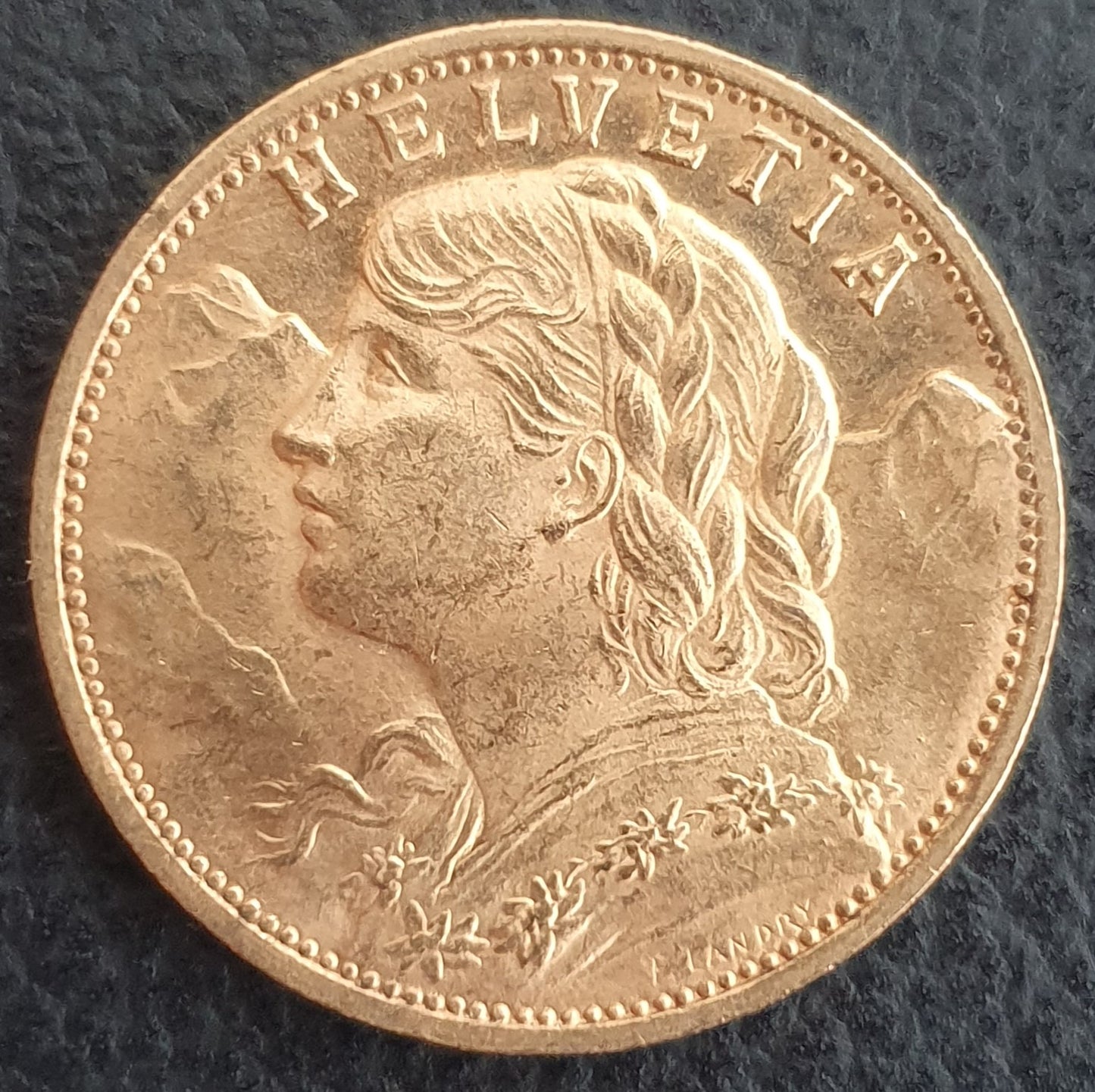 20 Franken Schweiz "Vreneli" Jahrgang 1935 B ohne L