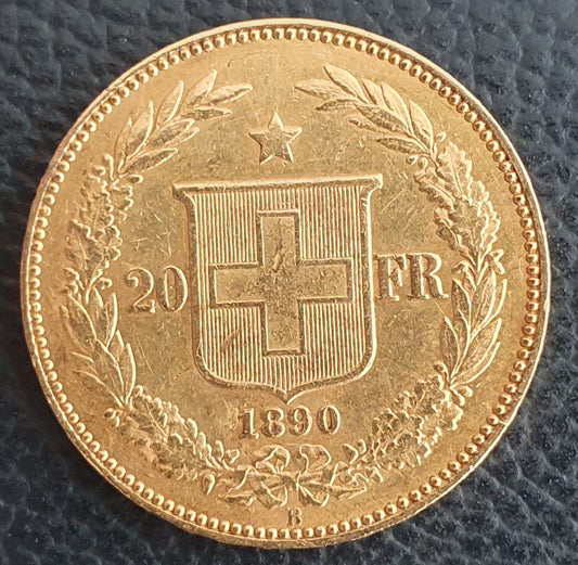 20 Franken Schweiz  Helvetia / Vreneli 1890 B