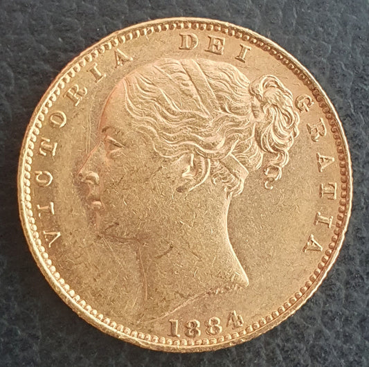 Sovereign 1884 Victoria Young Head mit Wappen Australien Melbourne