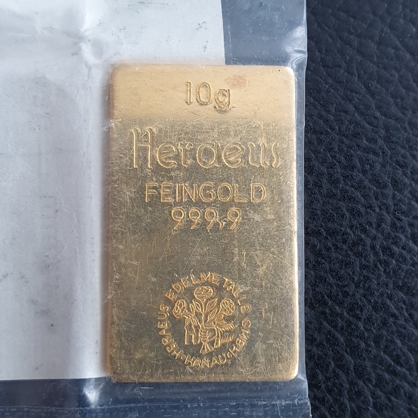 10 Gramm Heraeus in Originalfolie mit Zertifikat von 1963