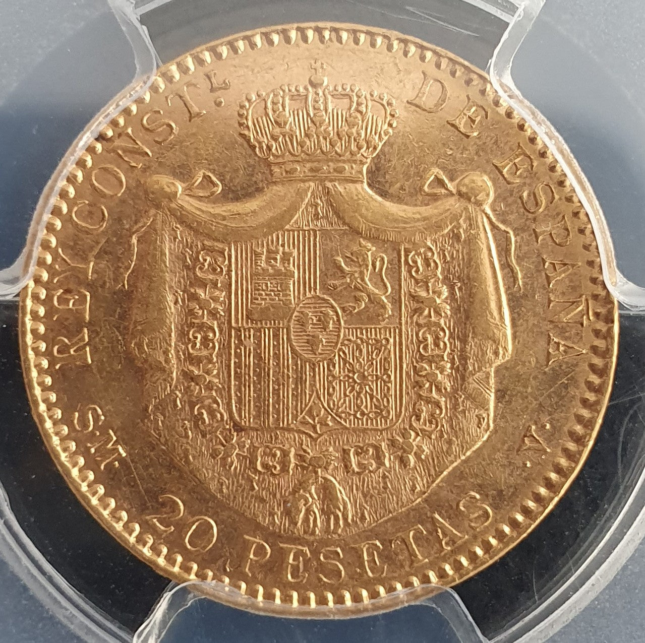 20 Pesetas Spanien 1899 Alfonso XIII PCGS AU 55