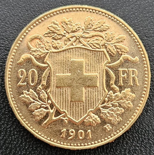 20 Franken Schweiz "Vreneli"  Jahrgang 1901 B