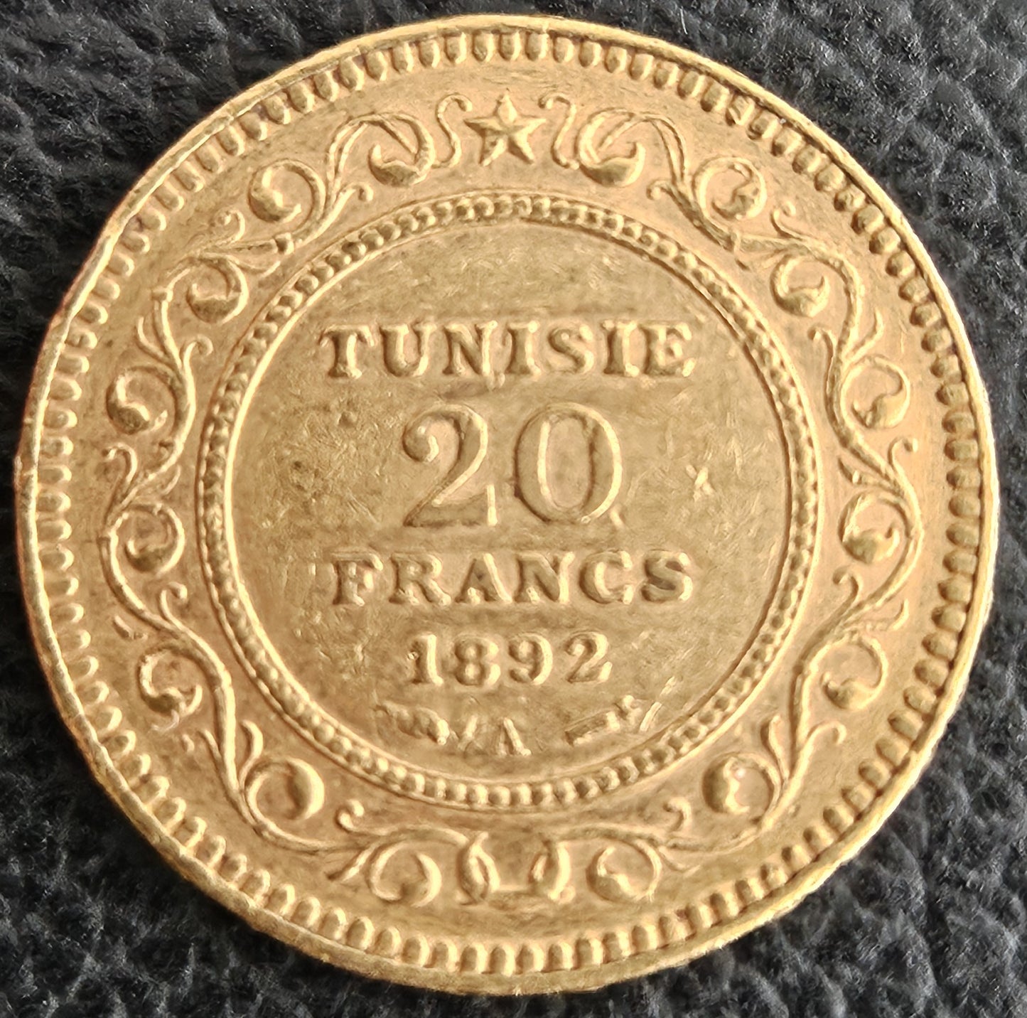 20 Francs Tunesien 1892 seltene Variane mit geringer Auflage ١٣١٠