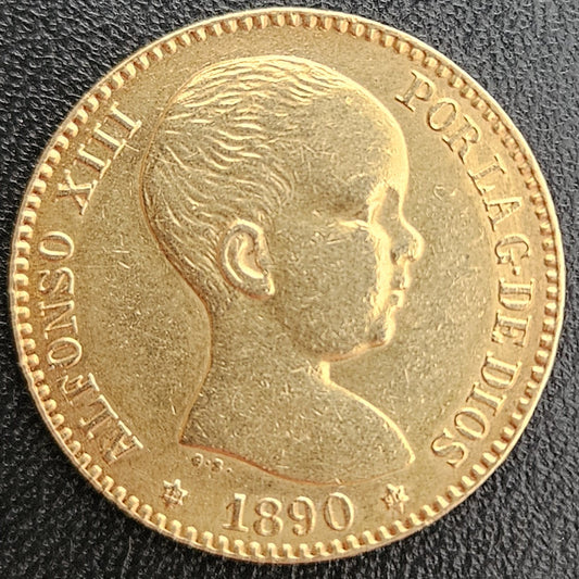 20 Pesetas Spanien 1890 Alfonso XIII