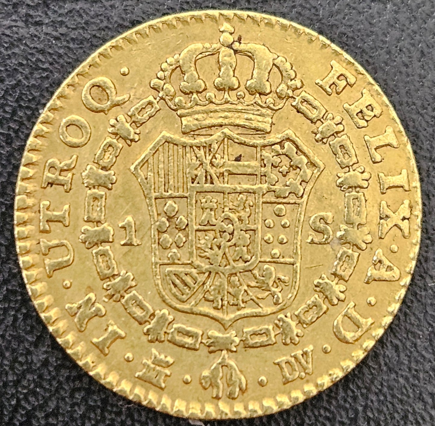 1 Escudo Spanien Charles III 1787 MDV Gegenstempel