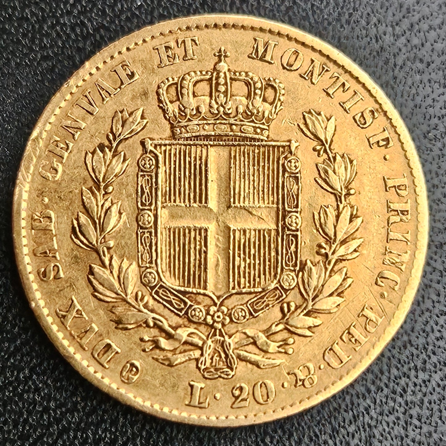 20 Lire Italien Carlo Alberto 1834 ohne Adlerkopf