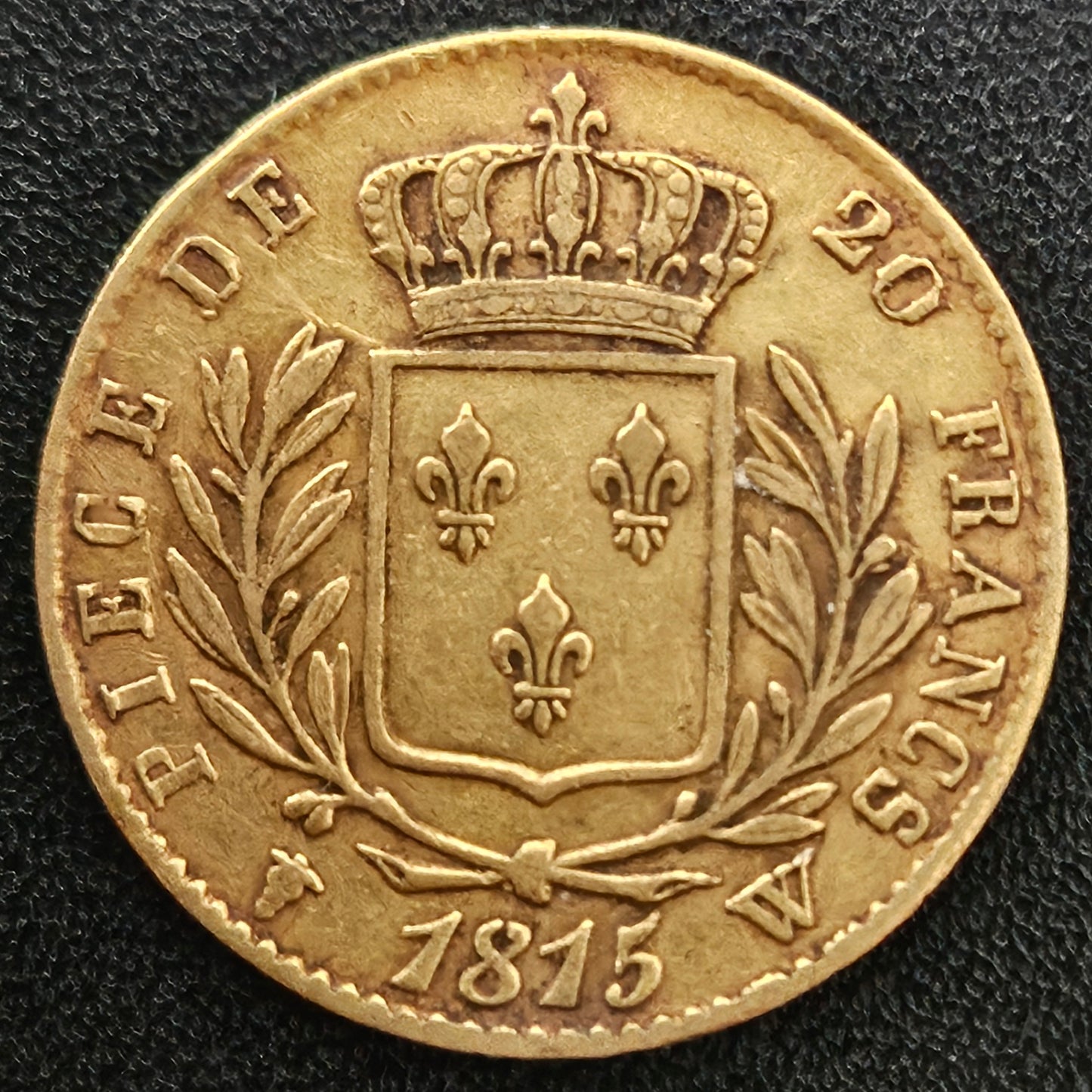 20 Francs Frankreich Louis XVIII 1815 W (Lille) - selten