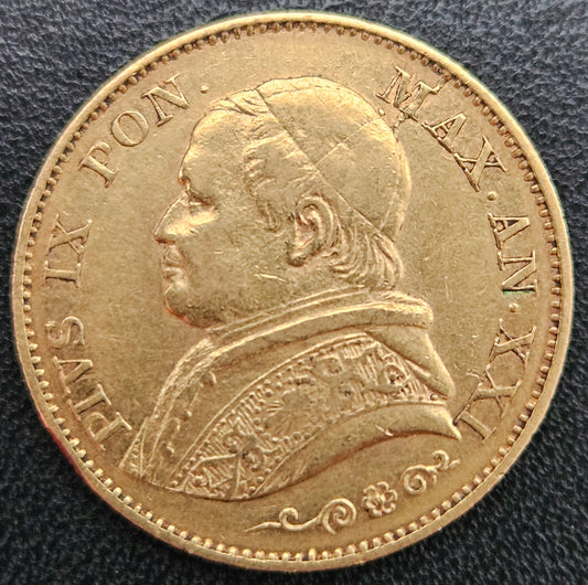 20 Lire Vatican Pius IX 1866 XXI