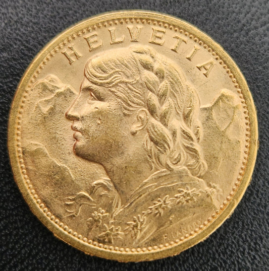 20 Franken Schweiz "Vreneli"  Jahrgang 1910 B