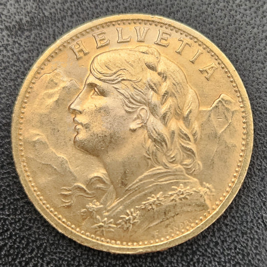 20 Franken Schweiz "Vreneli"  Jahrgang 1935 B ohne L