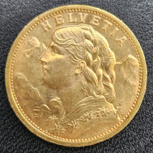 20 Franken Schweiz "Vreneli"  Jahrgang 1910 B