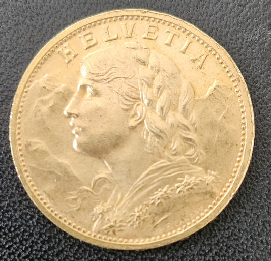 20 Franken Schweiz "Vreneli"  Jahrgang 1935 B ohne L