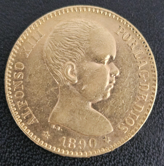 20 Pesetas Spanien 1890 Alfonso XIII