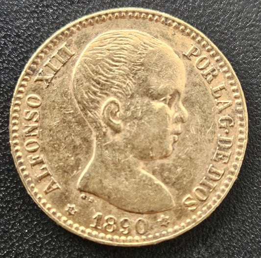 20 Pesetas Spanien 1890 Alfonso XIII