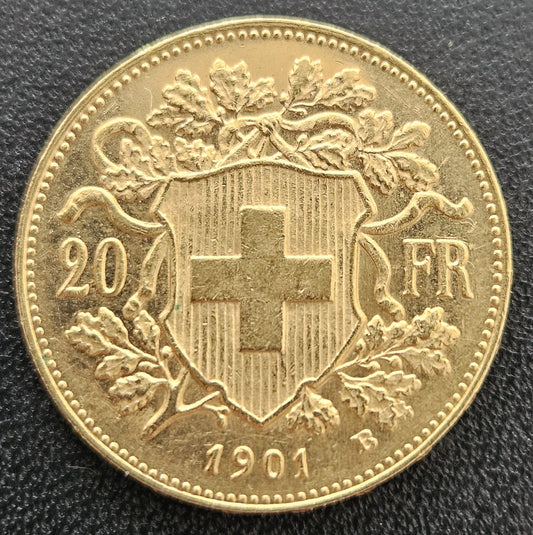20 Franken Schweiz "Vreneli"  Jahrgang 1901 B