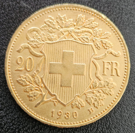 20 Franken Schweiz "Vreneli"  Jahrgang 1930 B