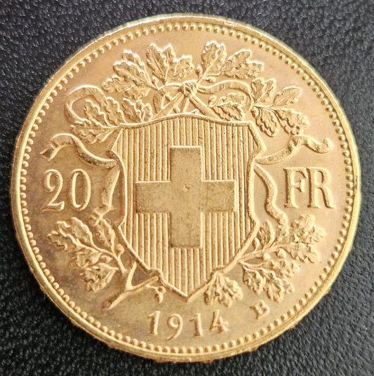 20 Franken Schweiz "Vreneli"  Jahrgang 1914 B