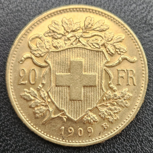 20 Franken Schweiz "Vreneli"  Jahrgang 1909 B
