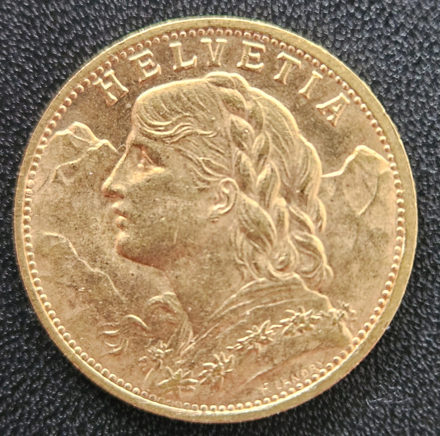 20 Franken Schweiz "Vreneli"  Jahrgang 1935 B ohne L