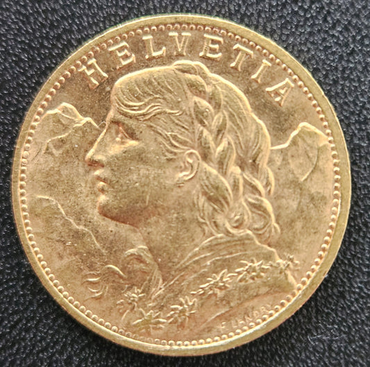 20 Franken Schweiz "Vreneli"  Jahrgang 1935 B ohne L