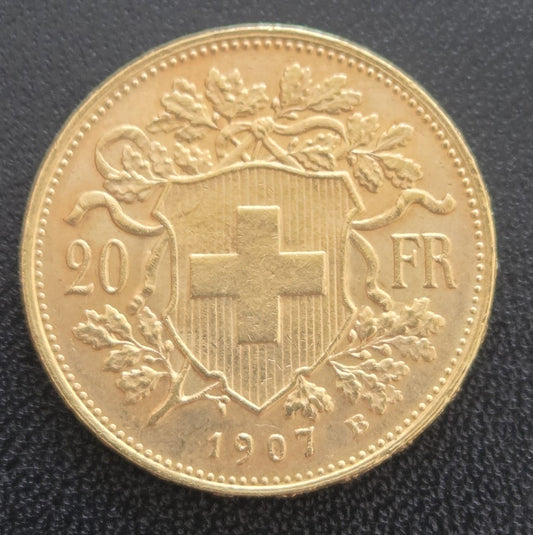 20 Franken Schweiz "Vreneli"  Jahrgang 1907 B
