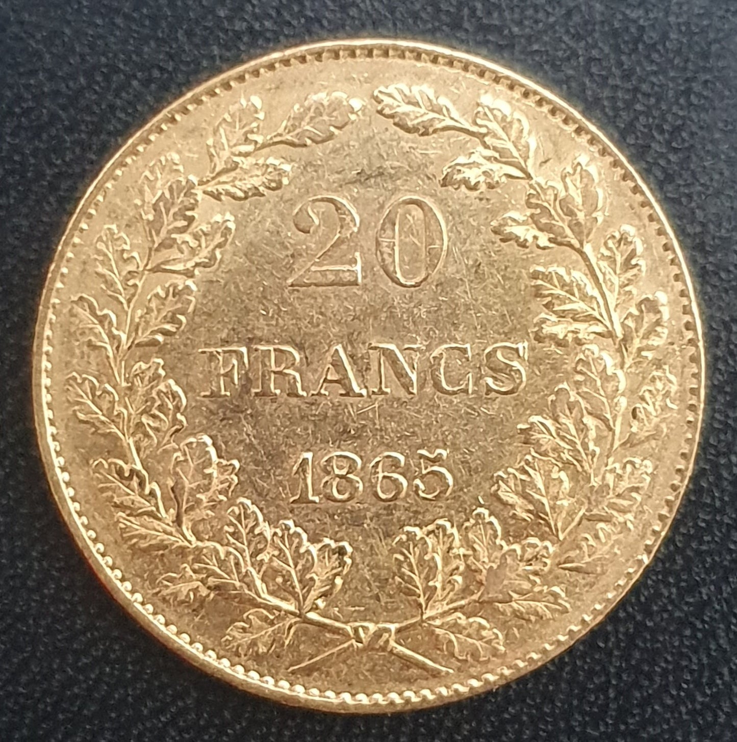 20 Francs Belgien Leopold I 1865